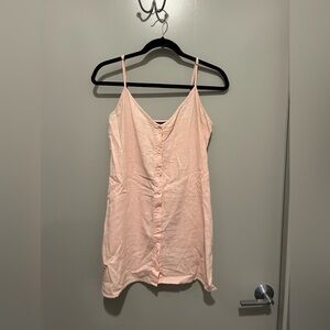Pink Linen Front Button Mini Sundress Size Small From Forever 21